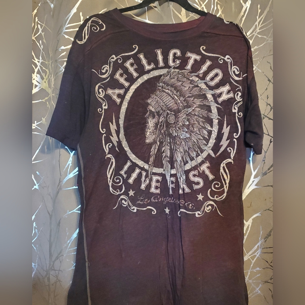 Affliction Live Fast Tee in Deep Brown